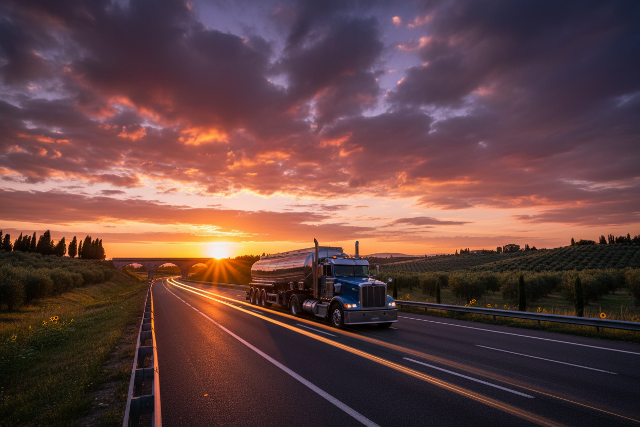 Camion cisterna autostrada